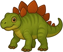 A green Stegosaurus with red plates